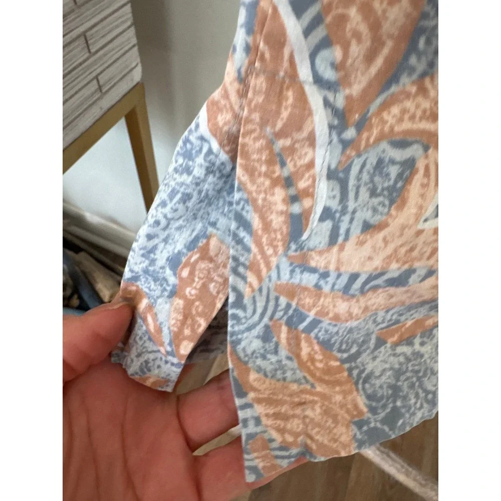 Vintage Reyn Spooner Hawaiian button-down‎ top reverse-print floral orange gray